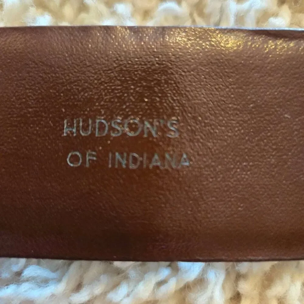 Vintage Hudson's of Indiana Patent Leather Belt Reddish Brown Croc Embossed 36